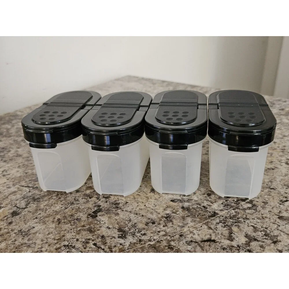 Set of 4 Tupperware Small Spice Shakers With White Lids EUC